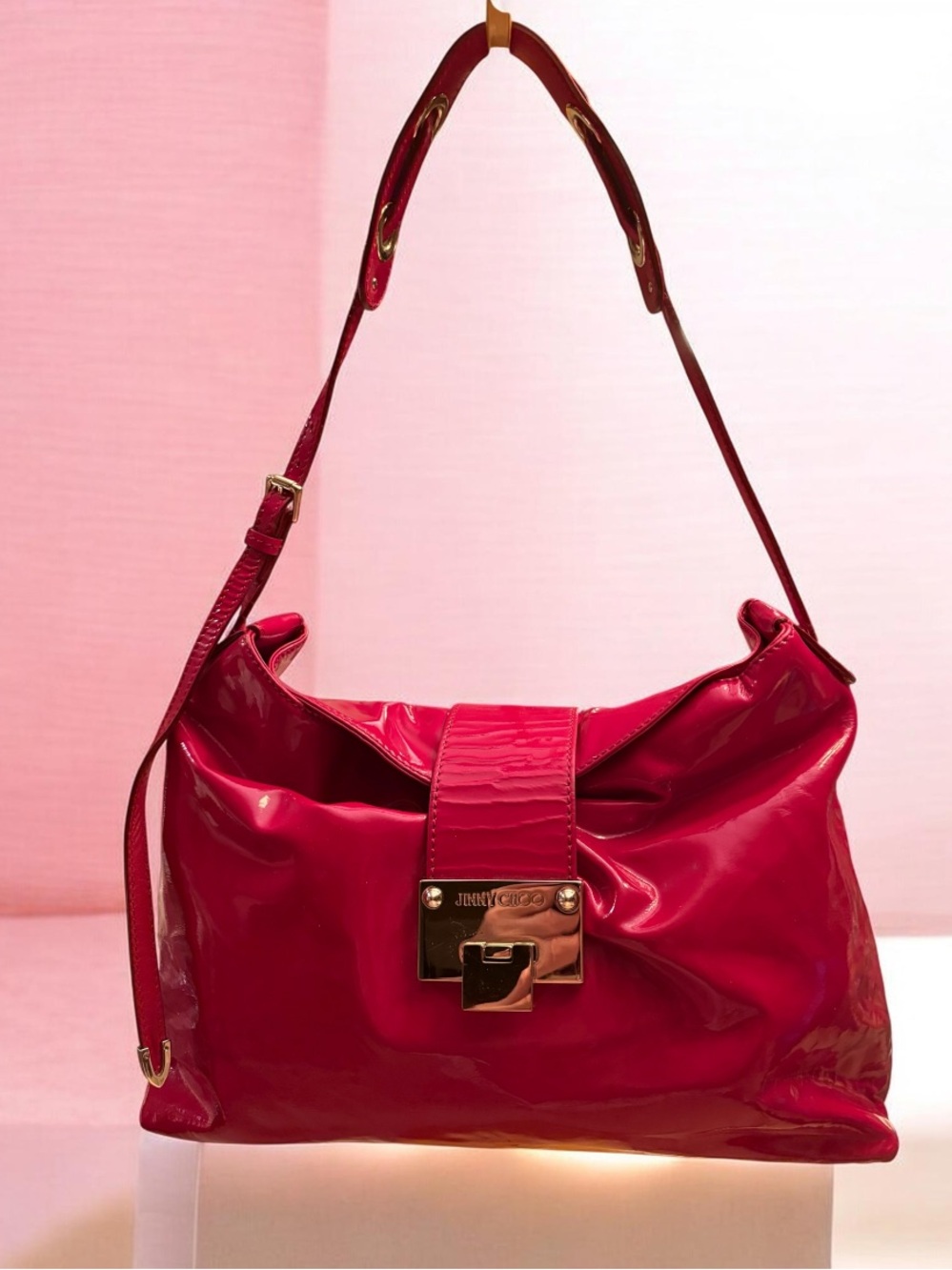 Jimmy Choo Red Rachel Red Patent Leather Shoulder bag